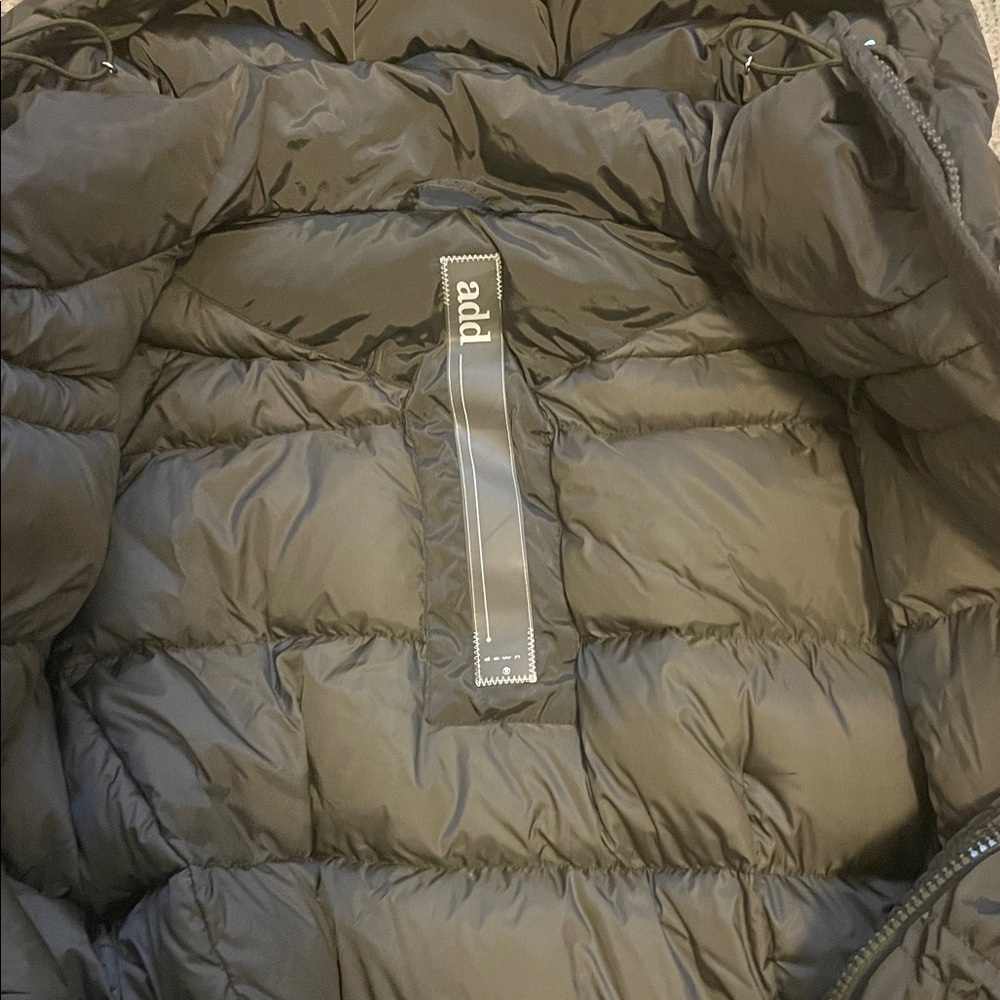 Add Down Women’s Olive Green Down Puffer Jacket Hooded - Picture 4 of 5